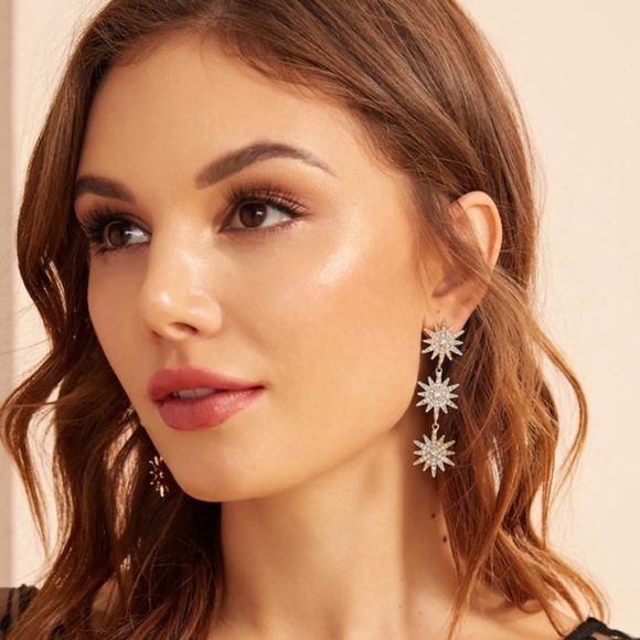 Starburst Crystal Drop Earrings - Picture 2 of 4